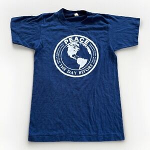 World Peace Shirt Mens S Screen‎ Stars The Day Before Blue 80s Vintage Activism